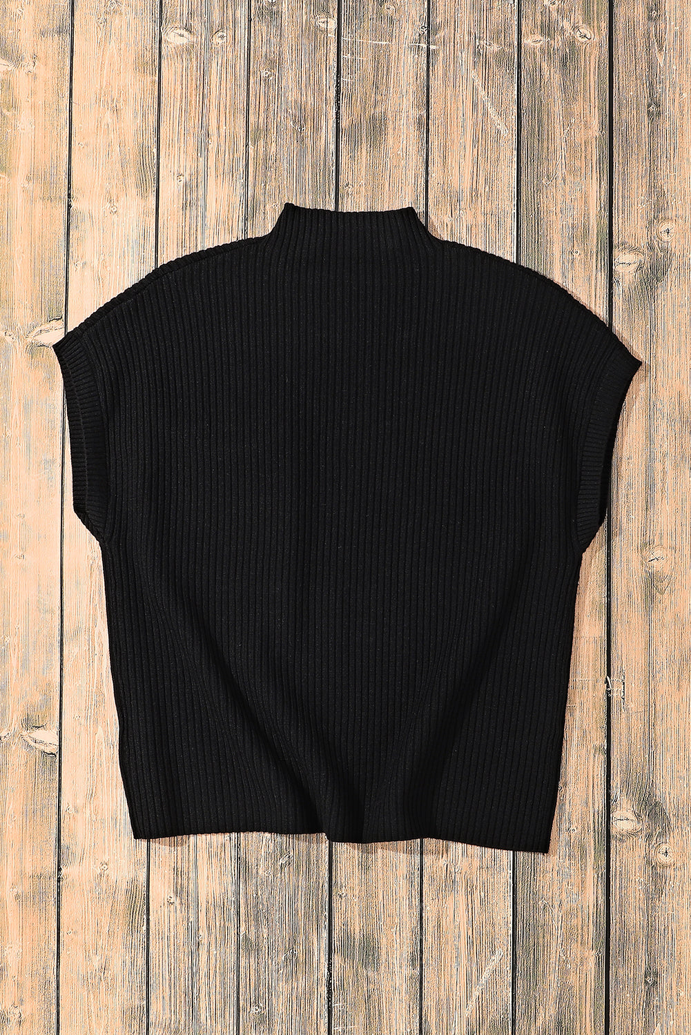 Black Patch Pocket Ribbed Knit Short Sleeve Sweater - Scarlett's Riverside Boutique 