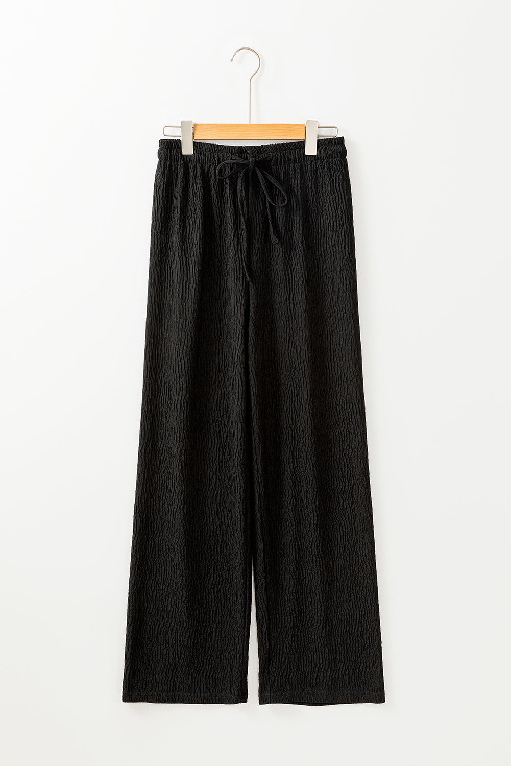 Black Textured Loose Drawstring Pants - Scarlett's Riverside Boutique 