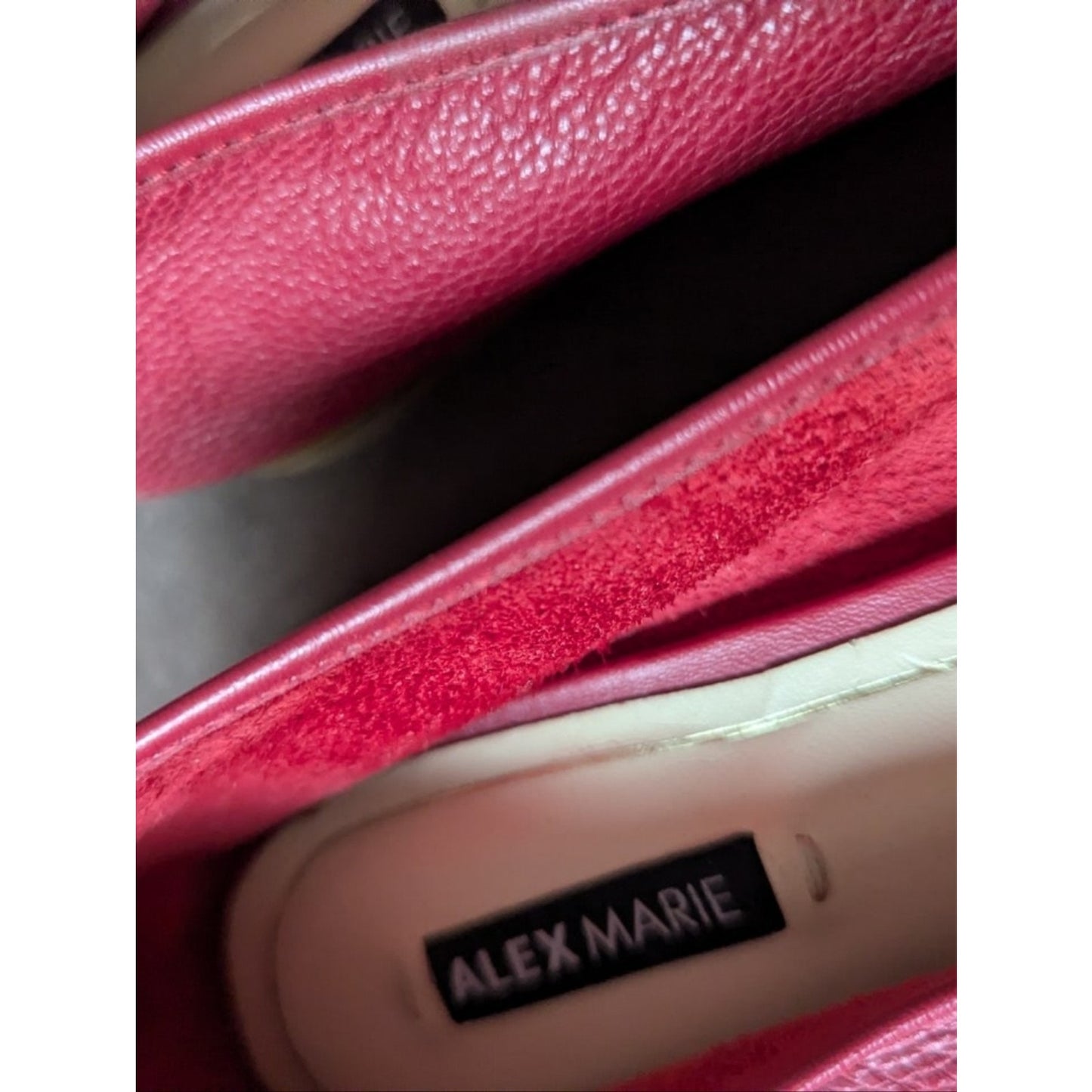 Alex Marie Red Pebbled Leather Loafers Bow Detail Slip On Flats Women’s 6.5