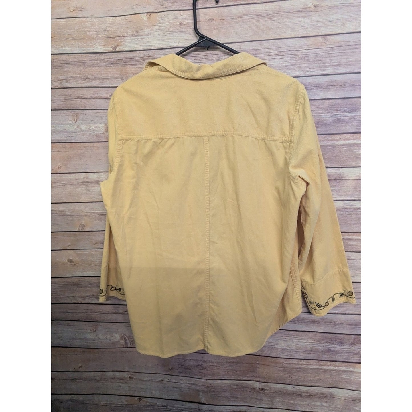 Liz Claiborne Embroidered Button Front Shirt, Vintage Yellow Western Utility Top