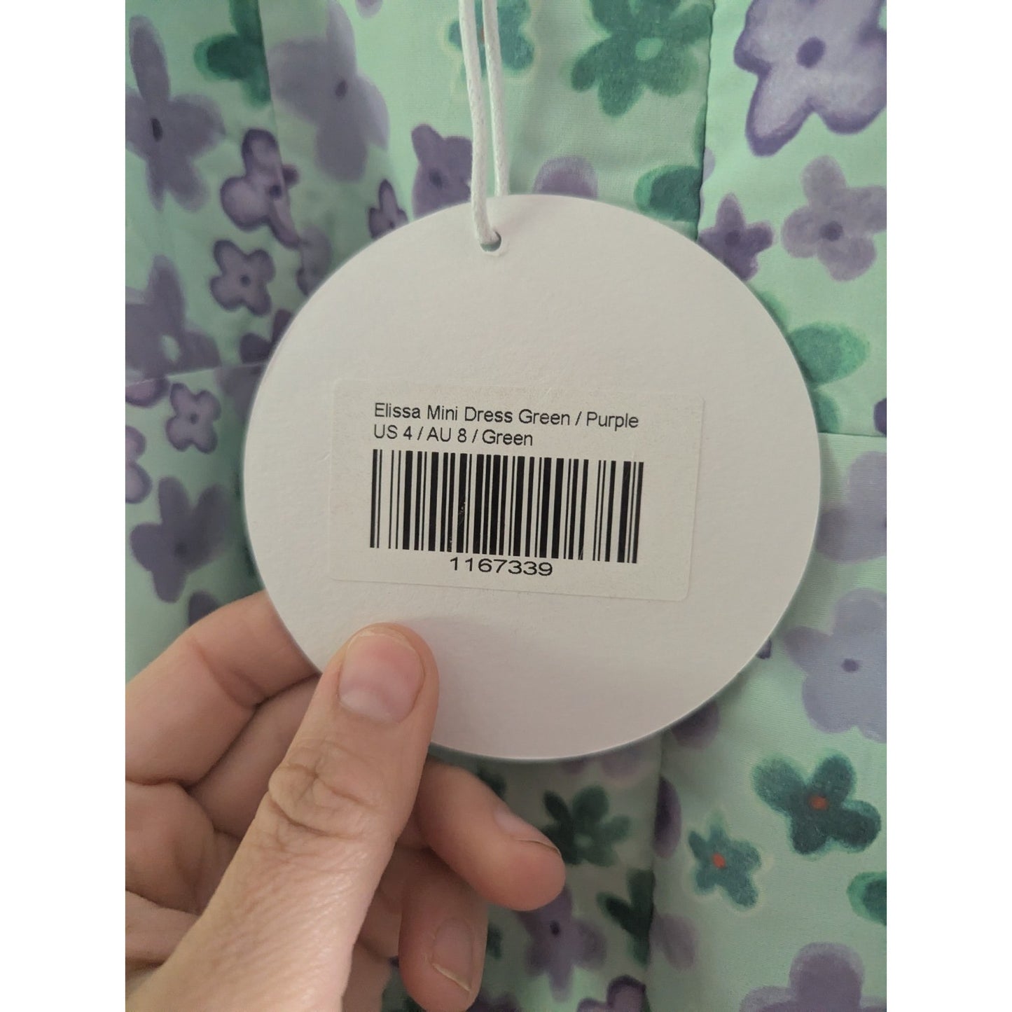 Princess Polly Elissa Mini Dress Green Purple Floral Tie Strap US 4 NWT