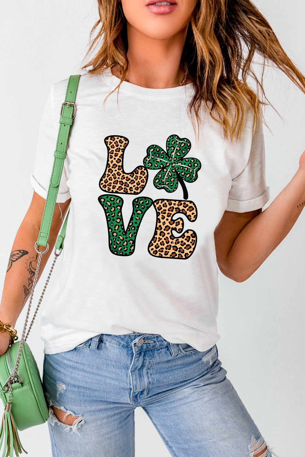 WhiteLOVE Graphic St. Patricks Crewneck Tee