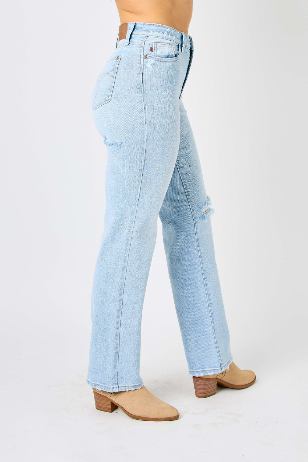 Judy Blue Full Size High Waist Distressed Straight Jeans - Scarlett's Riverside Boutique 