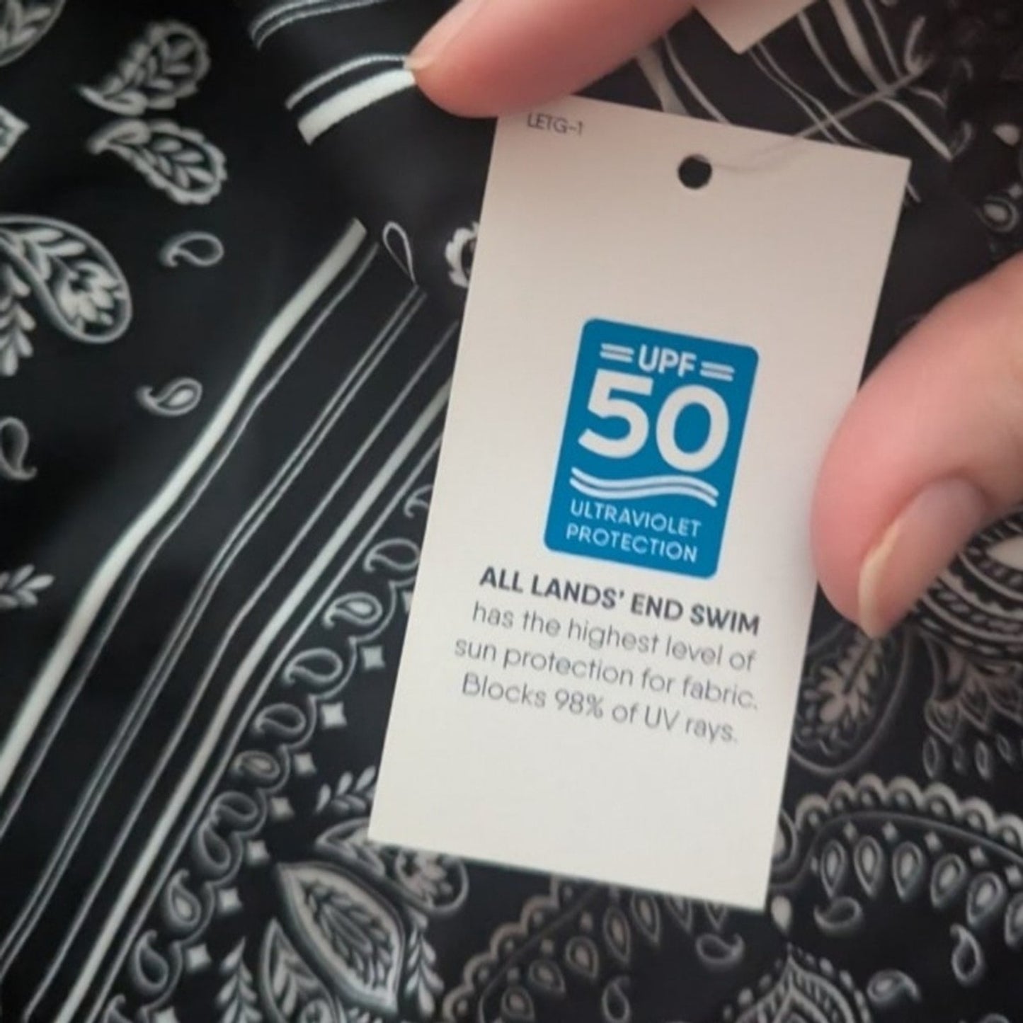 Lands' End Women's High Neck Tankini Top Swimwear, UPF 50Bandana Print XS. #A80