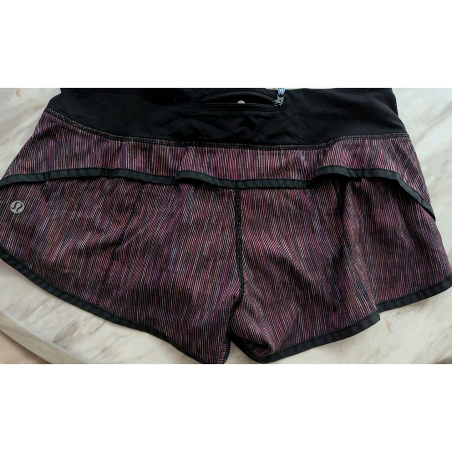 Lululemon Running Shorts, Women's Size 6 Black Pink Striped Athletic Gym...