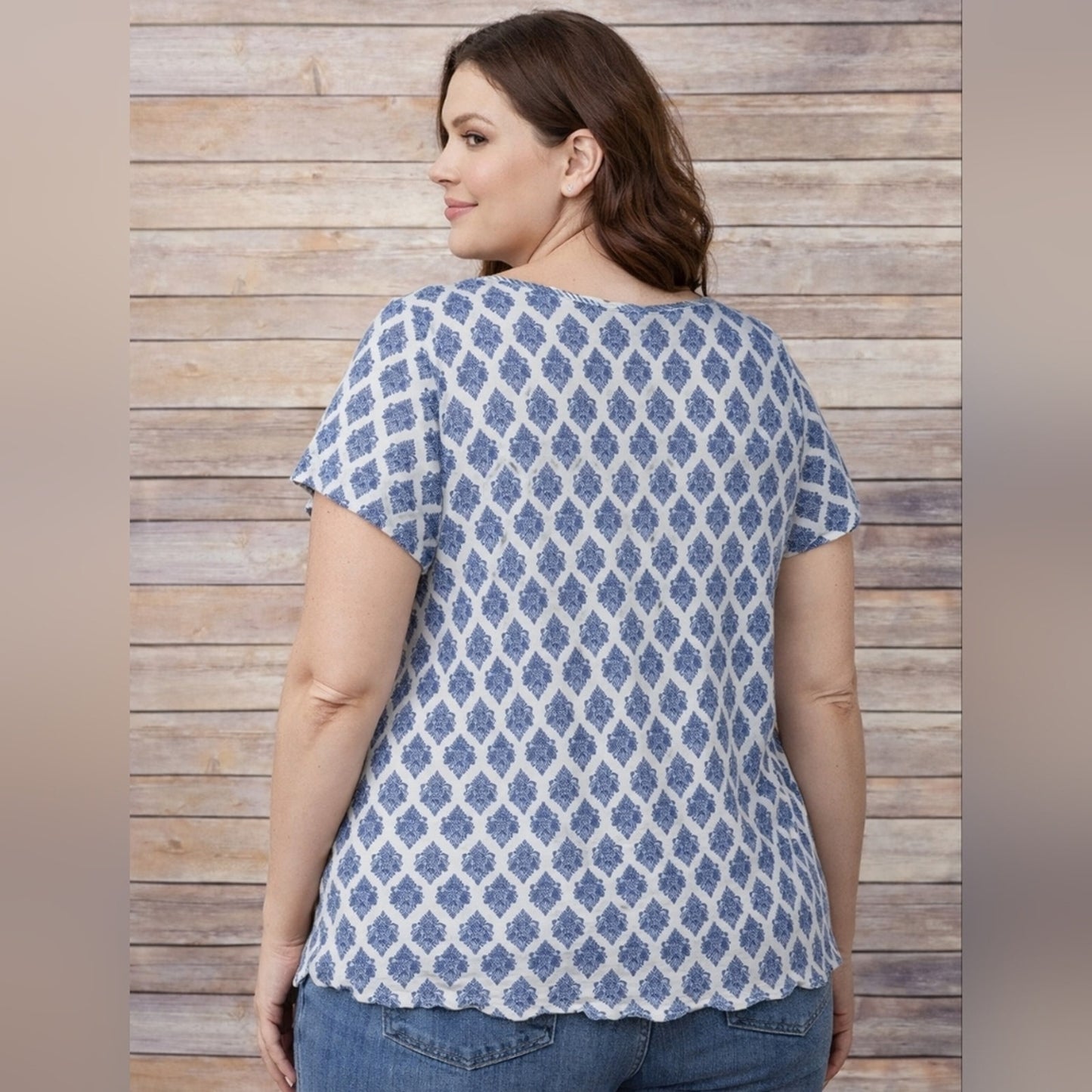 Carole Hochman Blue & White Blouse. Size 2XL. RS 68