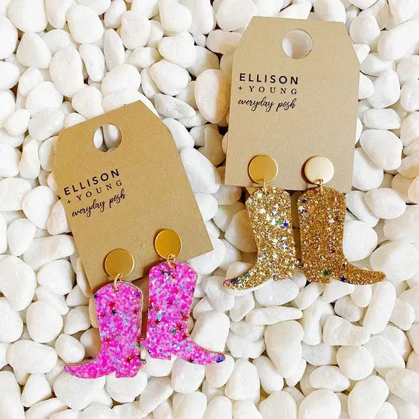 Glittered Up Cowgirl Earrings - Scarlett's Riverside Boutique 