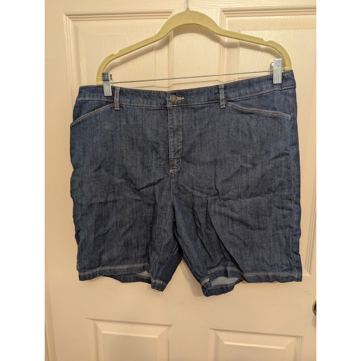 Croft & Barrow Denim Shorts Womens Size 18 Blue Stretch Mid Rise Casual Jean...