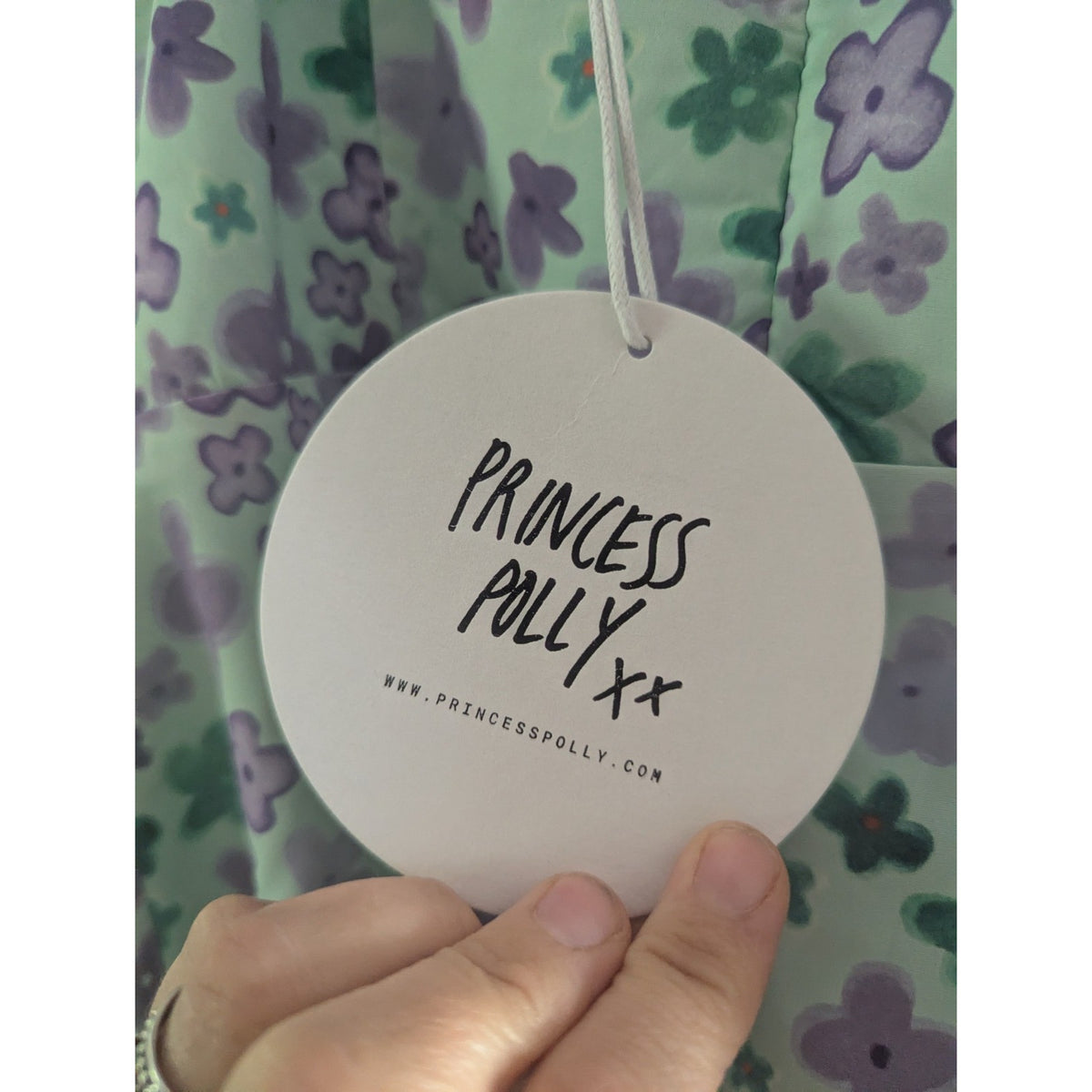 Princess Polly Elissa Mini Dress Green Purple Floral Tie Strap US 4 NWT