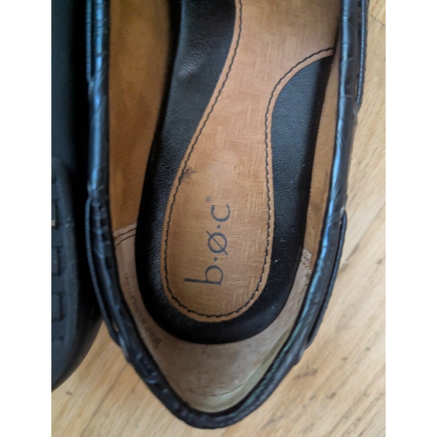 b.o.c Born Concept Womens Loafers 8.5M Black Embossed Floral Driving Moccasins