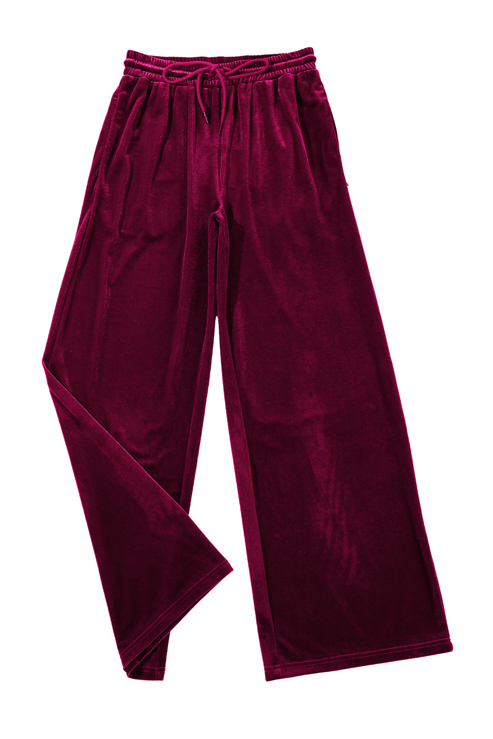 Burgundy Solid Drawstring Waist Wide Leg Pants - Scarlett's Riverside Boutique 