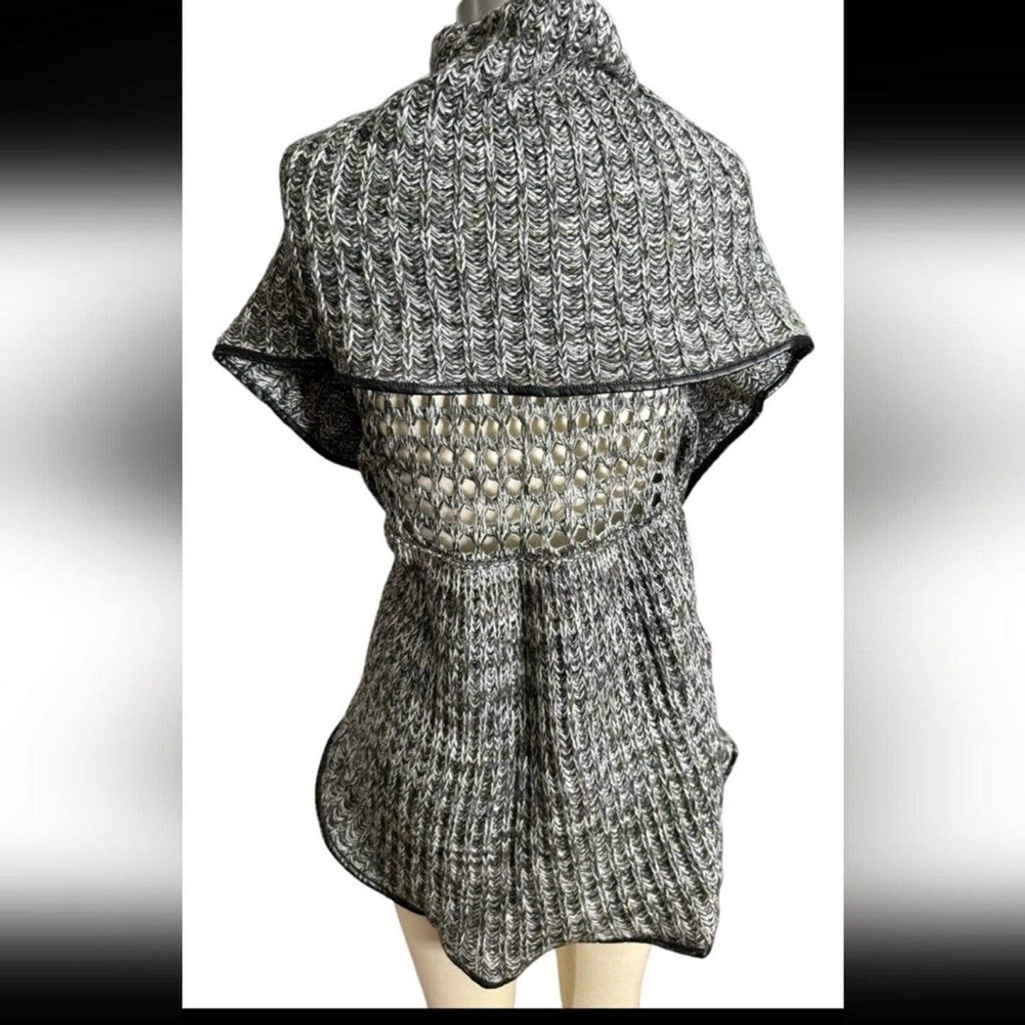 Women's XL Gray Marled Knit Open Front Cardigan Sweater Shawl Wrap Cozy Boho #E8