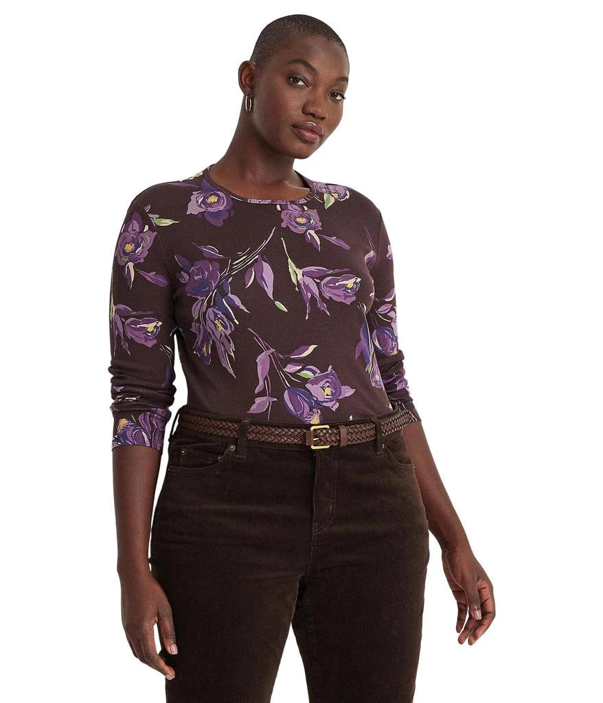 NWTs, LAUREN RALPH LAUREN Purple Floral Long Sleeve. Sz M #97