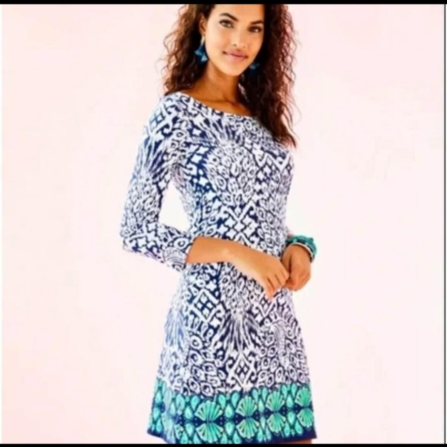 Lilly Pulitzer Hollee Dress Pineapple Party Bright Navy XS Peacock Dress. #C30