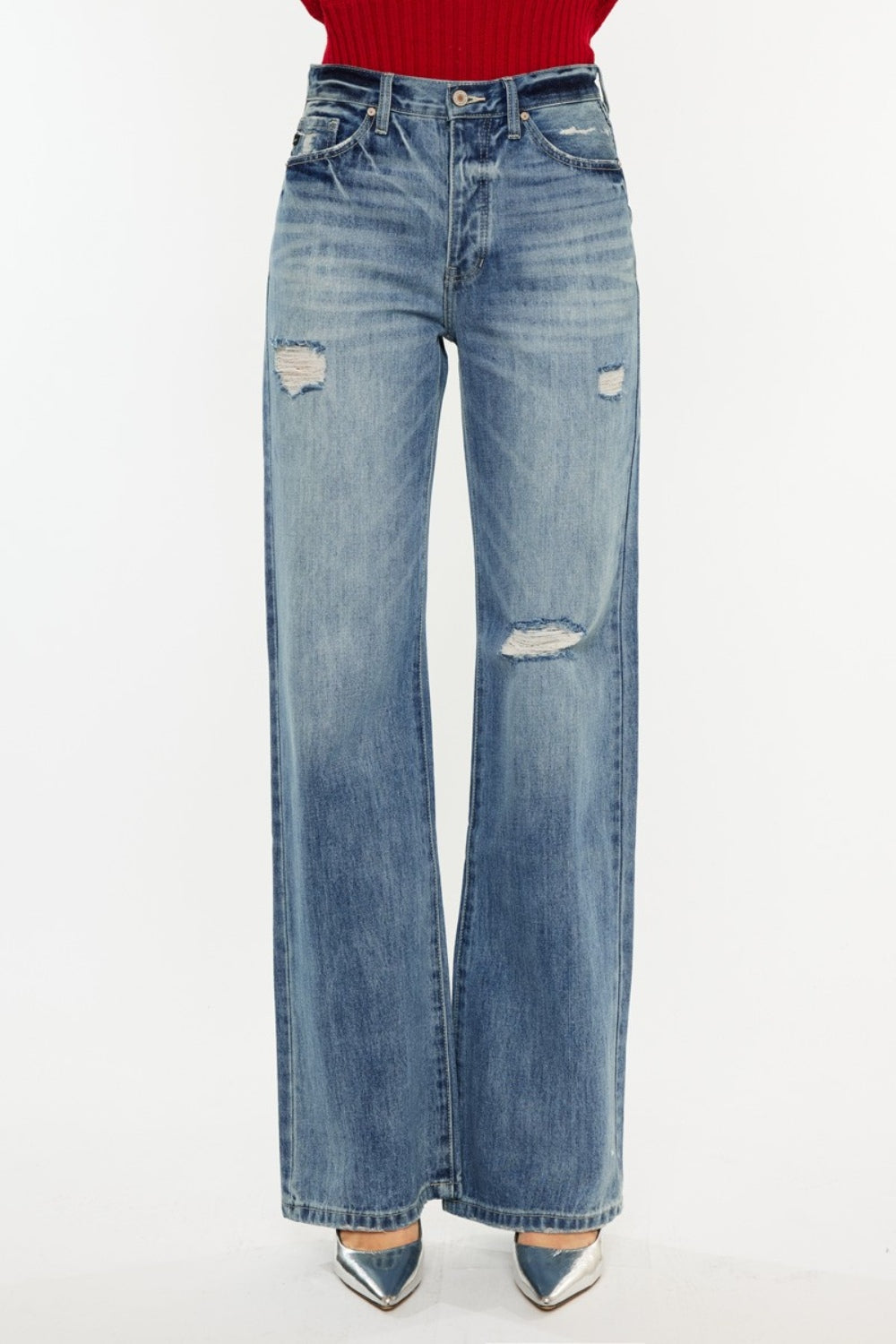 Kancan Distressed High Waist Bootcut Jeans - Scarlett's Riverside Boutique 