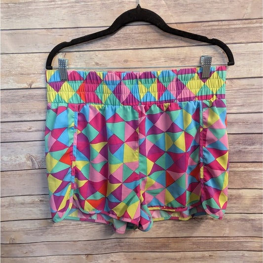 Colorful Geometric Patterned Shorts Sz XL