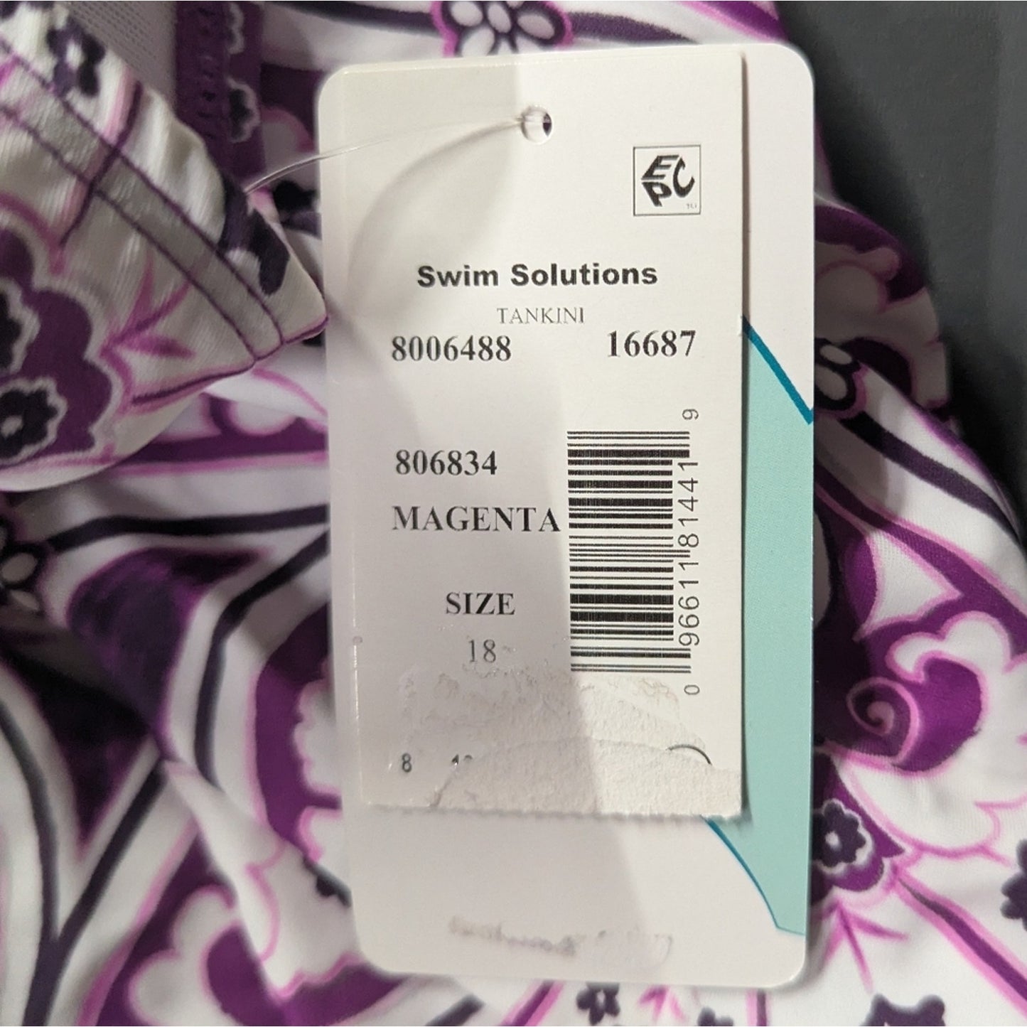 Swim Solutions Women's Floral V-Neck Tankini Magenta Size 18 #A52