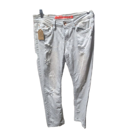 Dollhouse Light Wash Distressed Cropped Jeans Women’s Denim Sz 9 Pants