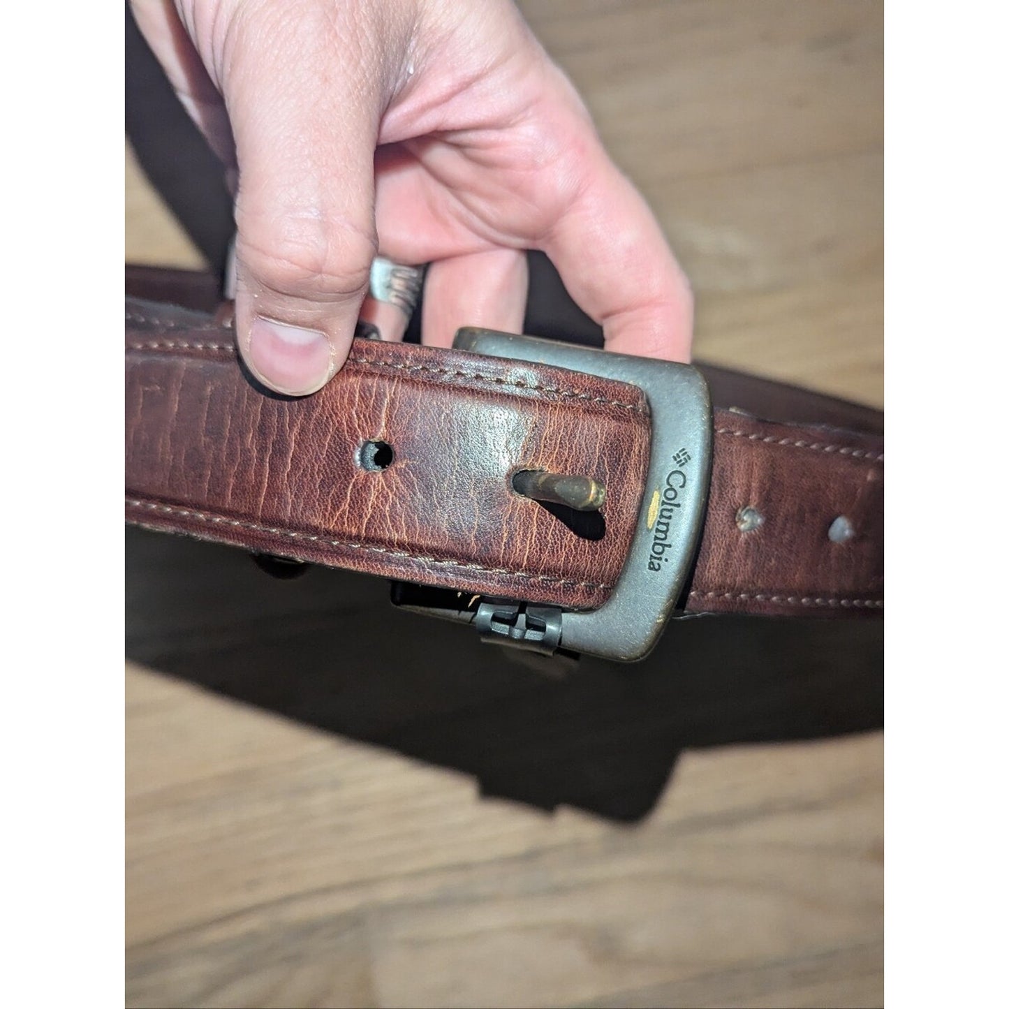 Columbia Sportswear Men’s Size 34 Brown Leather Belt Distressed Casual Outdoor B