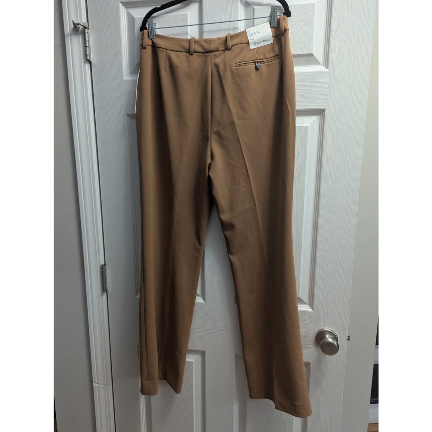 NWT Calvin Klein Camel Faux Suede Tapered Leg Pants Size 12 Inseam 32"
