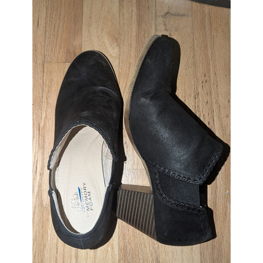 LifeStride Flex 10M Black Ankle Booties Memory Foam Block Heel Chelsea Boots