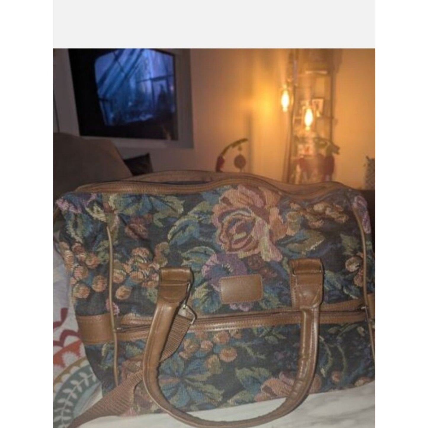 Vintage Verdi Travelware Floral Tapestry Travel Bag