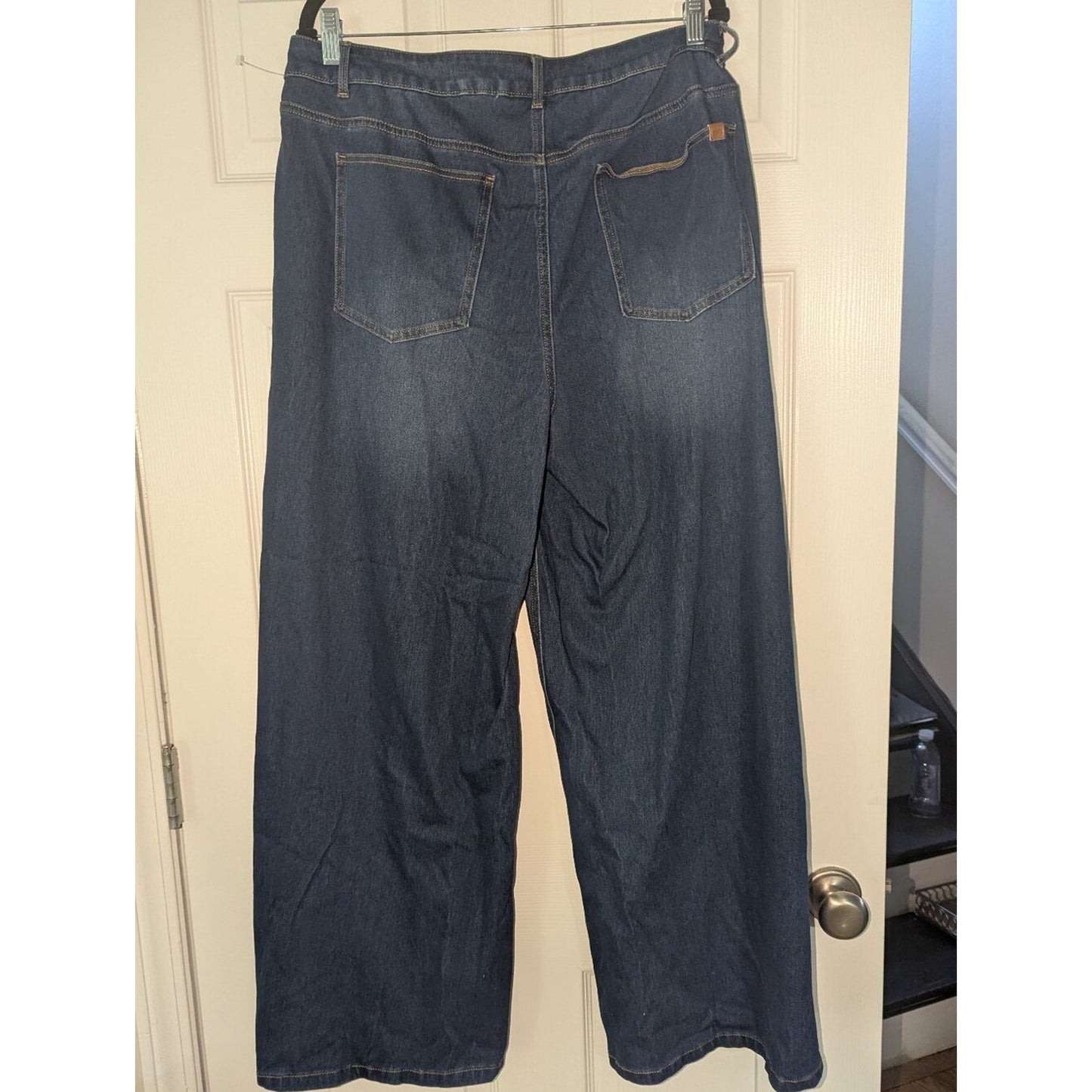 Halara Women’s XL Regular Dark Wash Stretch Wide Leg Jeans Crossover Waist Denim