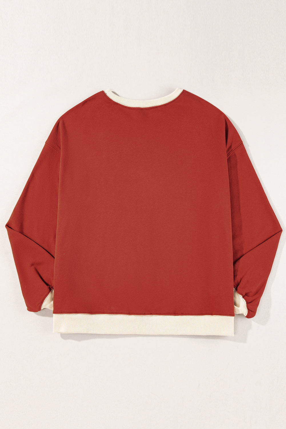 Red Clay Color Block Patch Drop Shoulder Oversized Sweatshirt - Scarlett's Riverside Boutique 