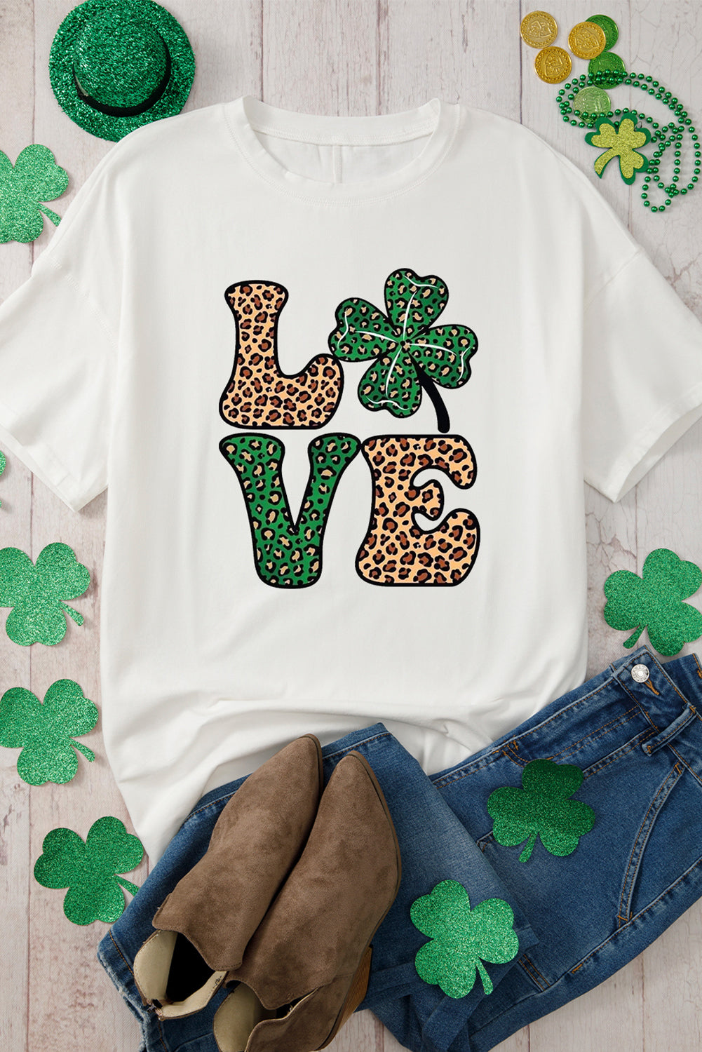 WhiteLOVE Graphic St. Patricks Crewneck Tee