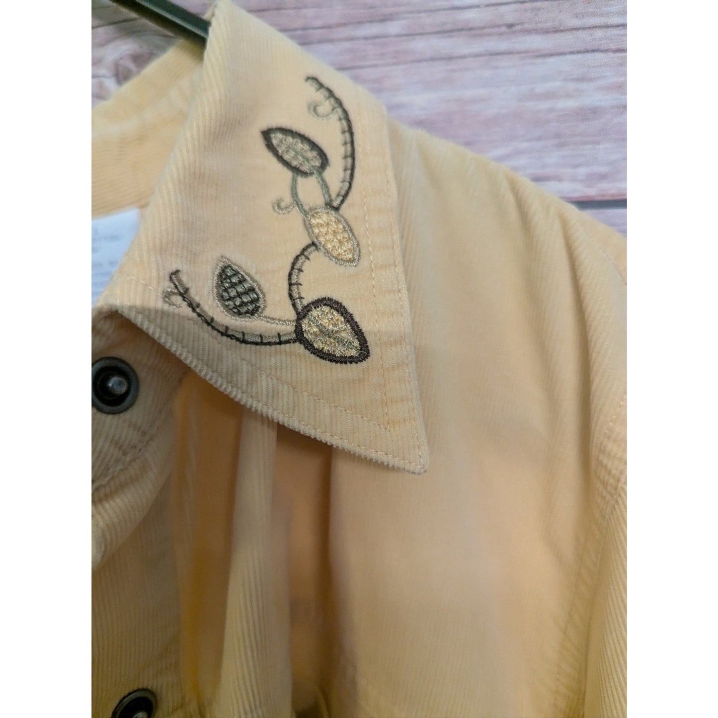 Liz Claiborne Embroidered Button Front Shirt, Vintage Yellow Western Utility Top