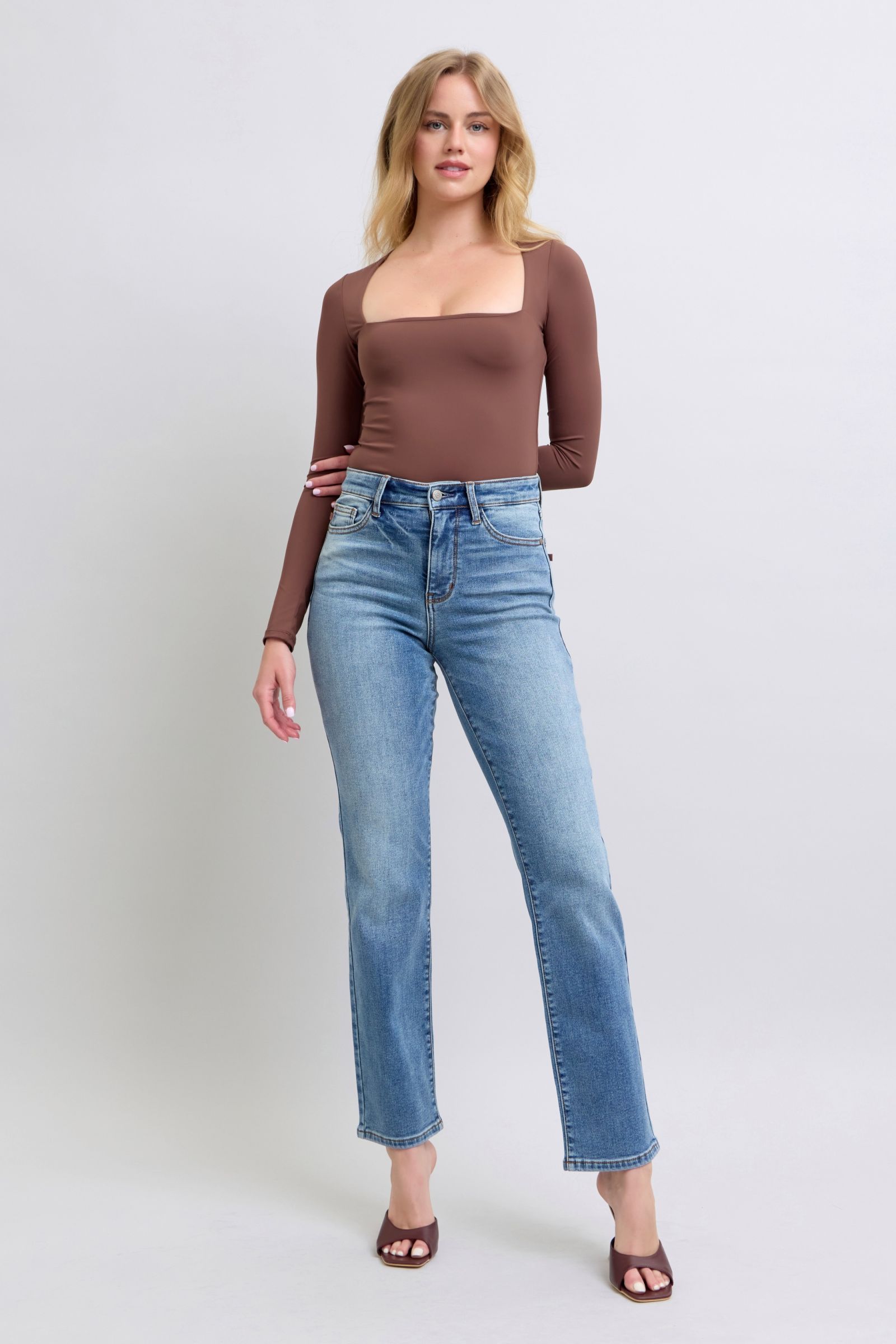 Judy Blue Full Size Run Vintage Wash Thermal Straight Jeans - Scarlett's Riverside Boutique 