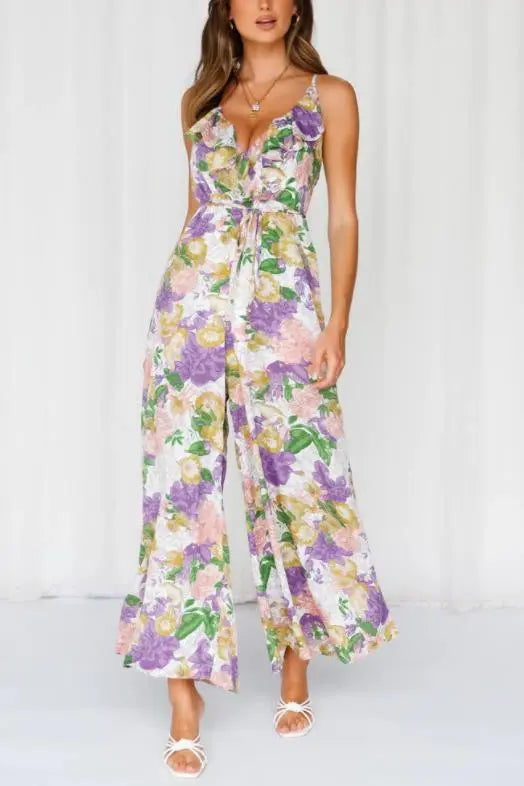 Floral Print Wide Leg Jumpsuit - Scarlett's Riverside Boutique 