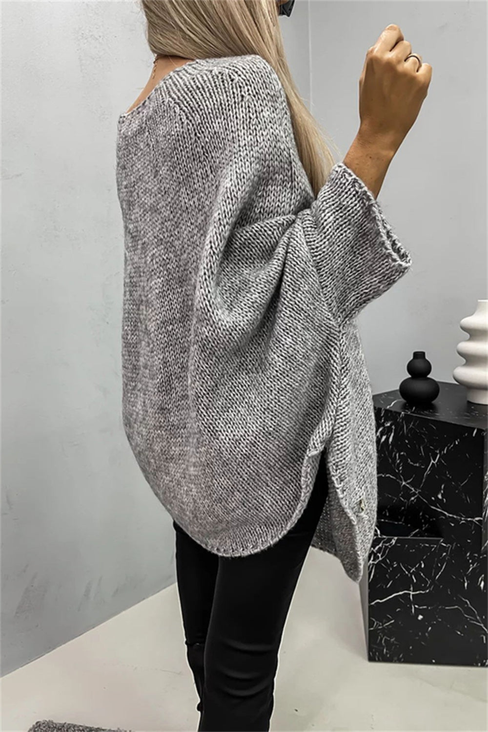 Round Neck Batwing Sleeve Sweater - Scarlett's Riverside Boutique 