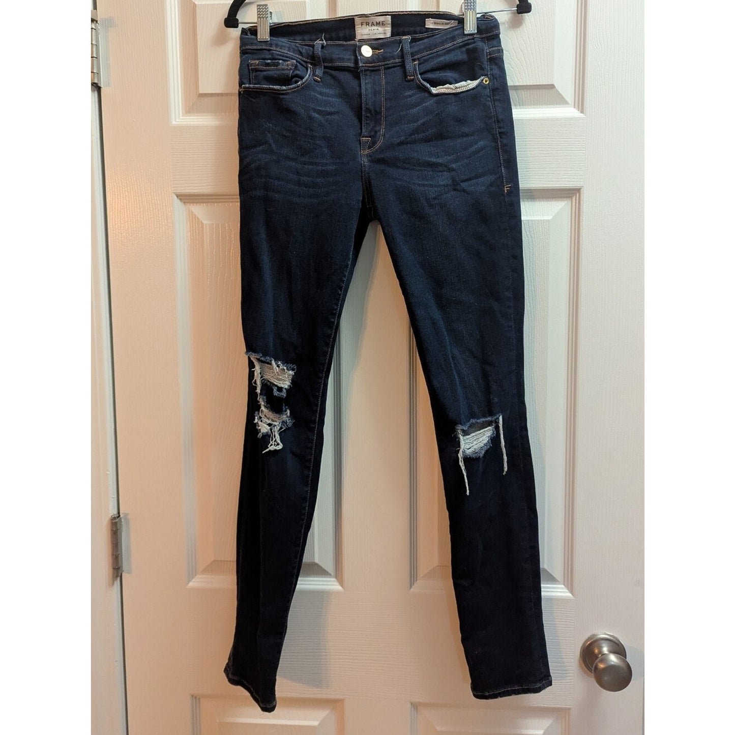 FRAME denim, Le Skinny de Jeanne, women’s FRAME jeans, size 30 jeans, dark wash