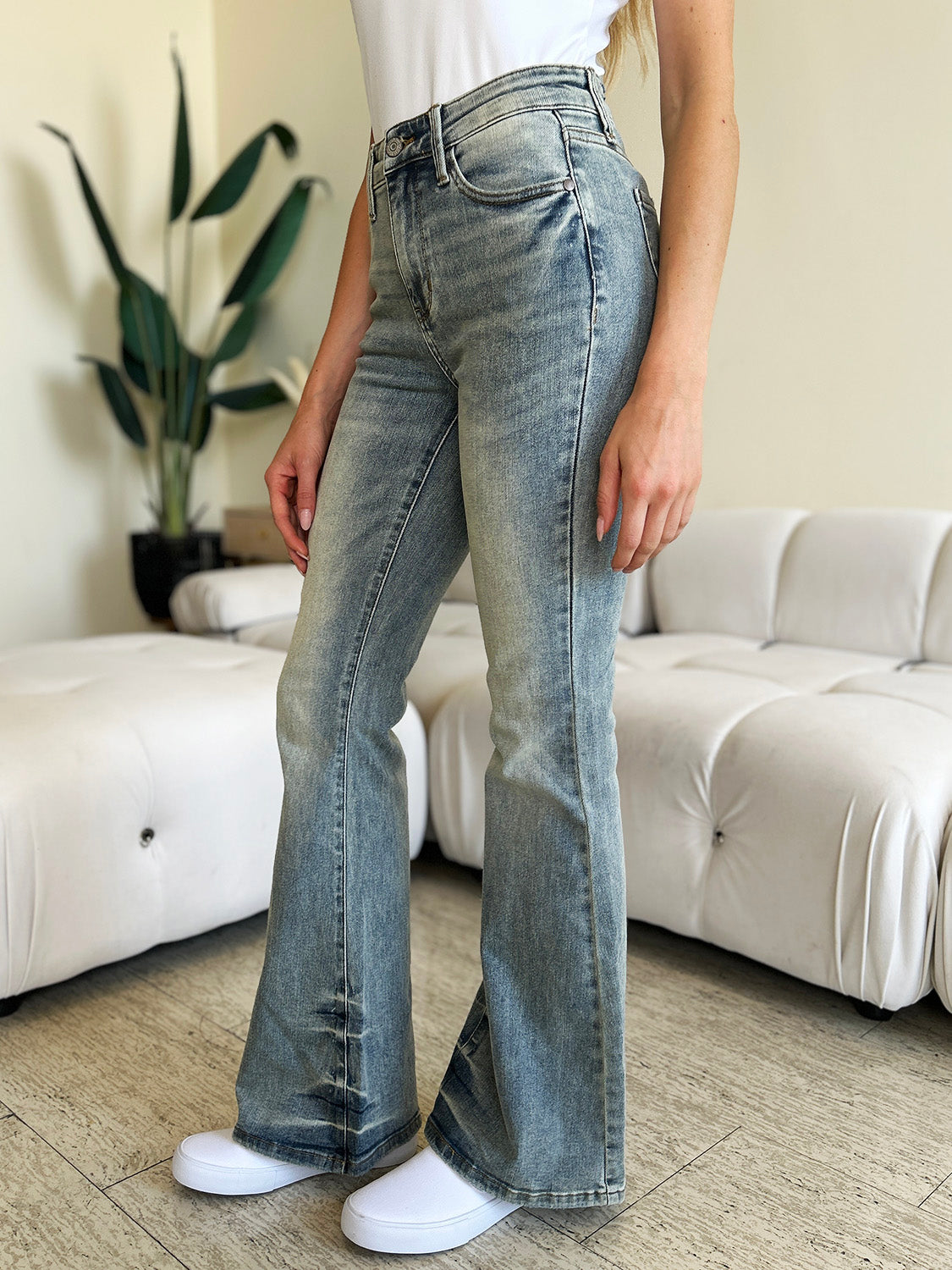 Judy Blue Full Size Mid Rise Flare Jeans, 32" and 32.5" inseam - Scarlett's Riverside Boutique 