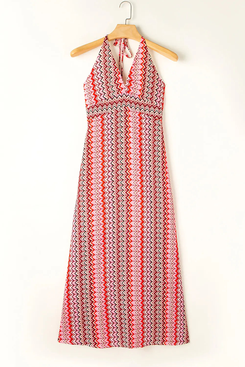 Red Halter Neck Tribal Boho Printed Backless Maxi Dress - Scarlett's Riverside Boutique 