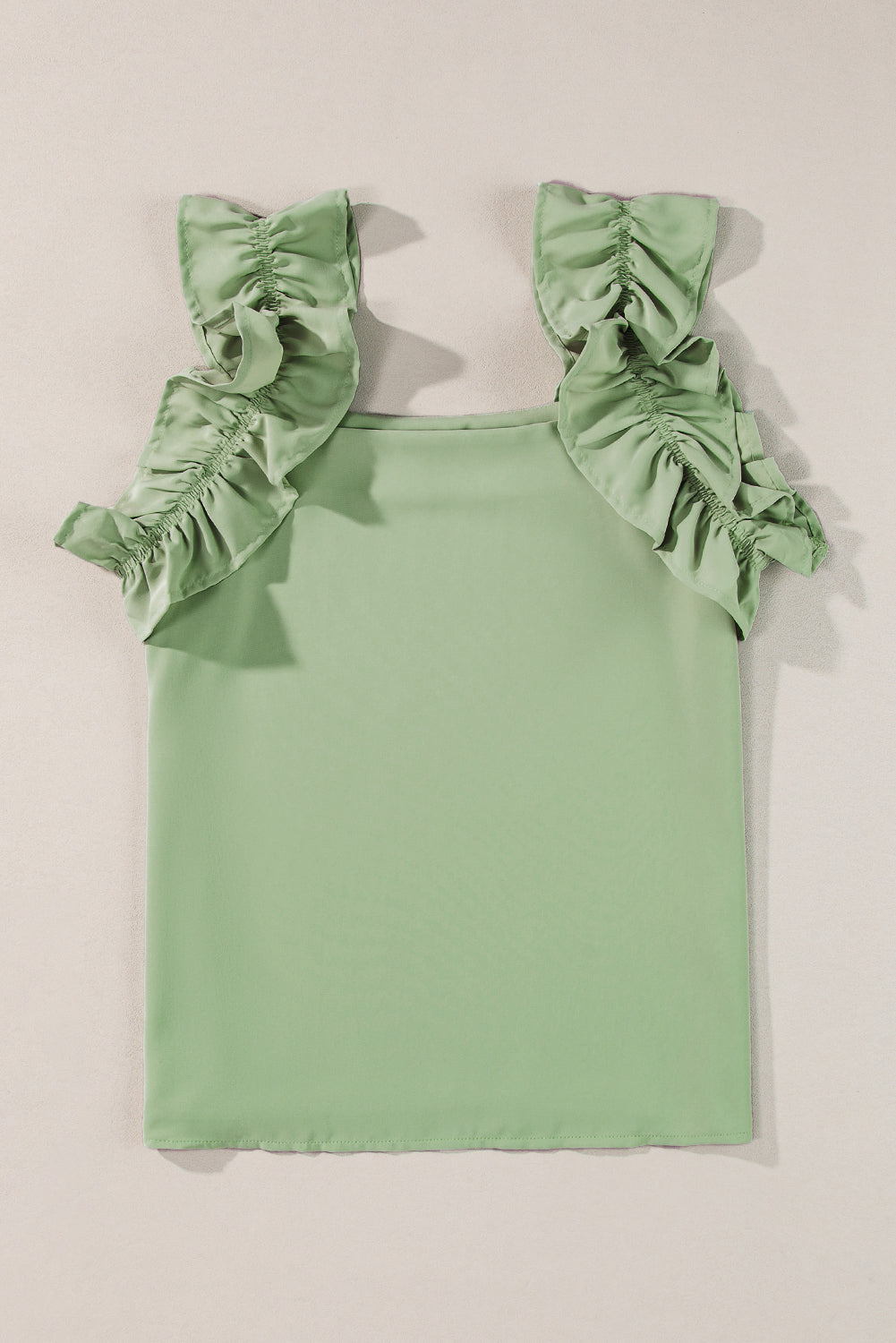 Smoke Green Solid Ruffle Trim Sleeveless Top - Scarlett's Riverside Boutique 