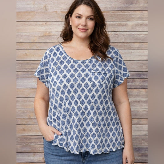 Carole Hochman Blue & White Blouse. Size 2XL. RS 68