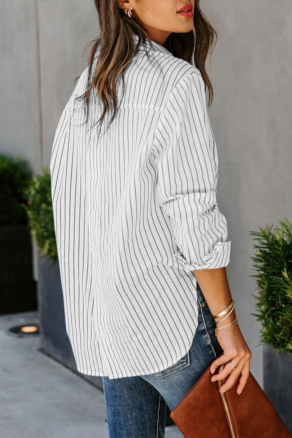 Striped Button Up Long Sleeve Shirt - Scarlett's Riverside Boutique 