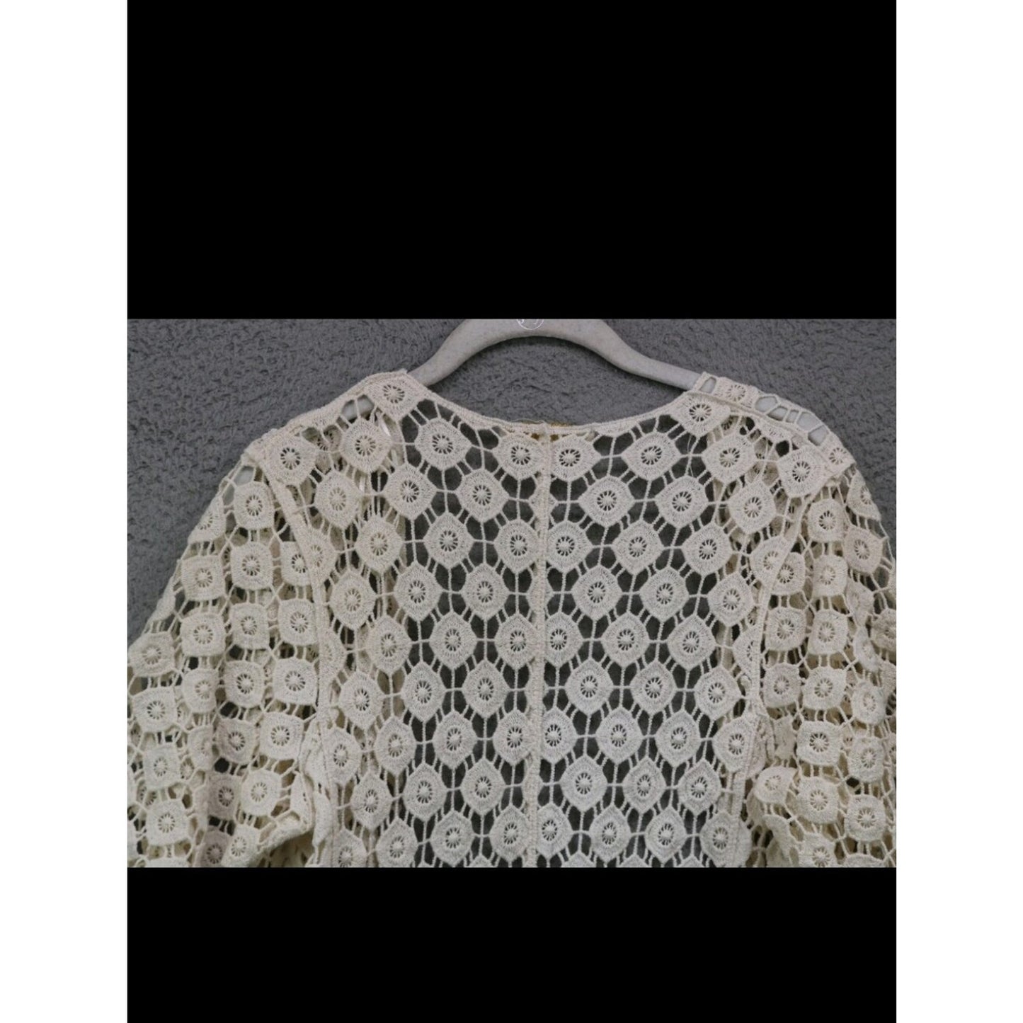 100% Cotton Rebellious One Cream Crochet Fringe Kimono Cardigan Boho Festival