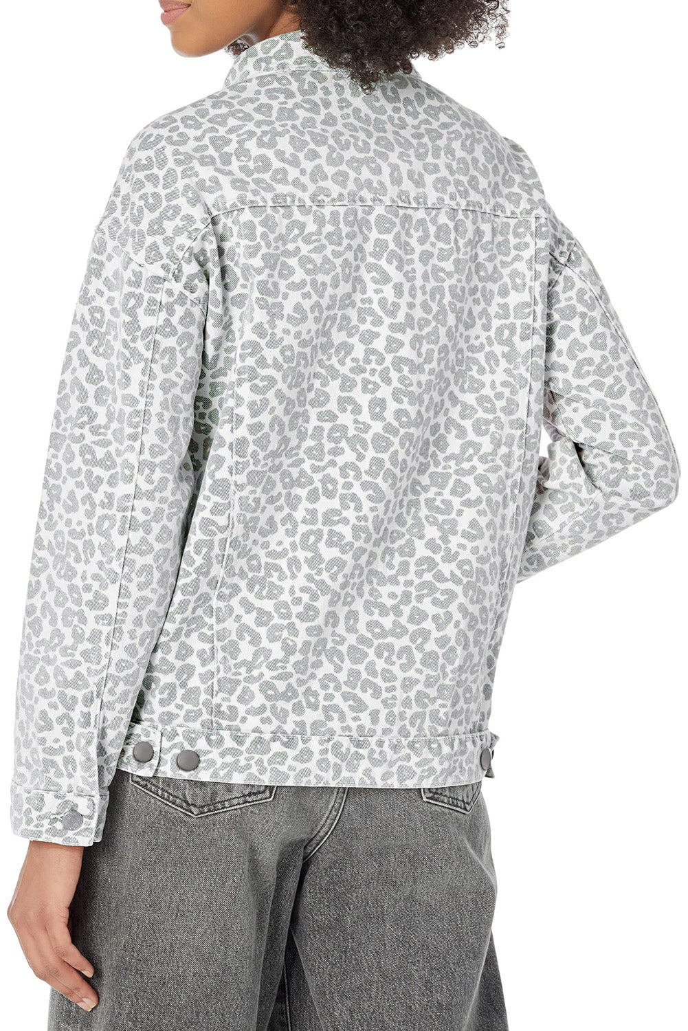 White Leopard Printed Flap Pocket Denim Jacket - Scarlett's Riverside Boutique 