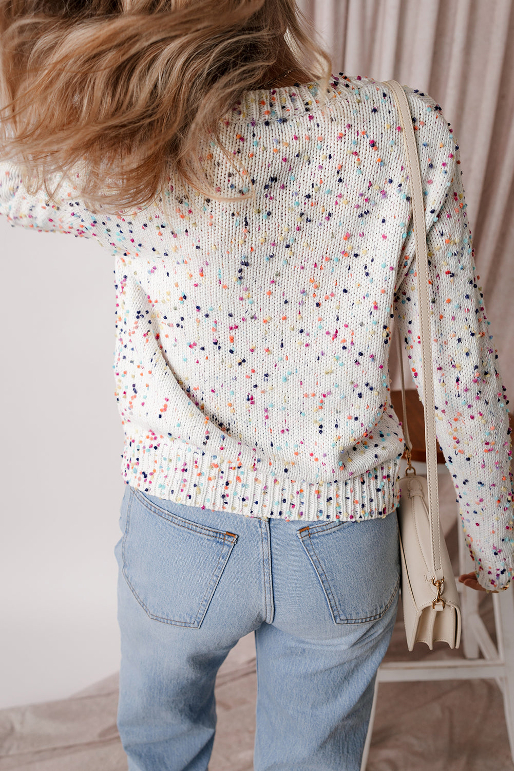 White Multicolor Confetti Sweater Cardigan - Scarlett's Riverside Boutique 