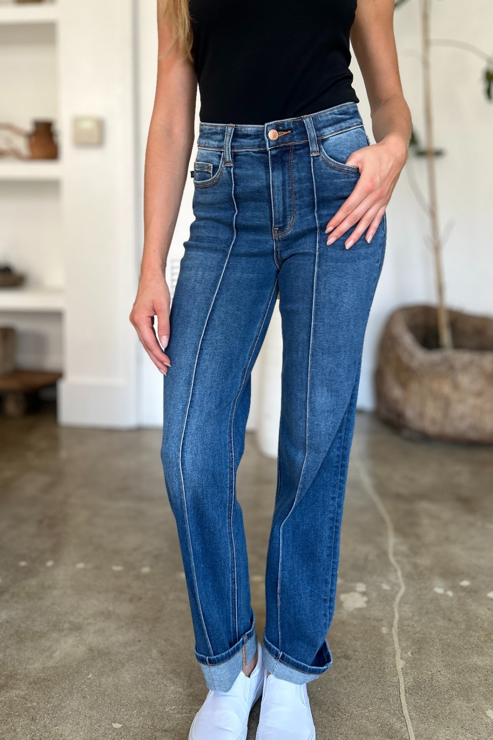 Judy Blue Full Size High Waist, Straight Jeans. 30" inseam - Scarlett's Riverside Boutique 