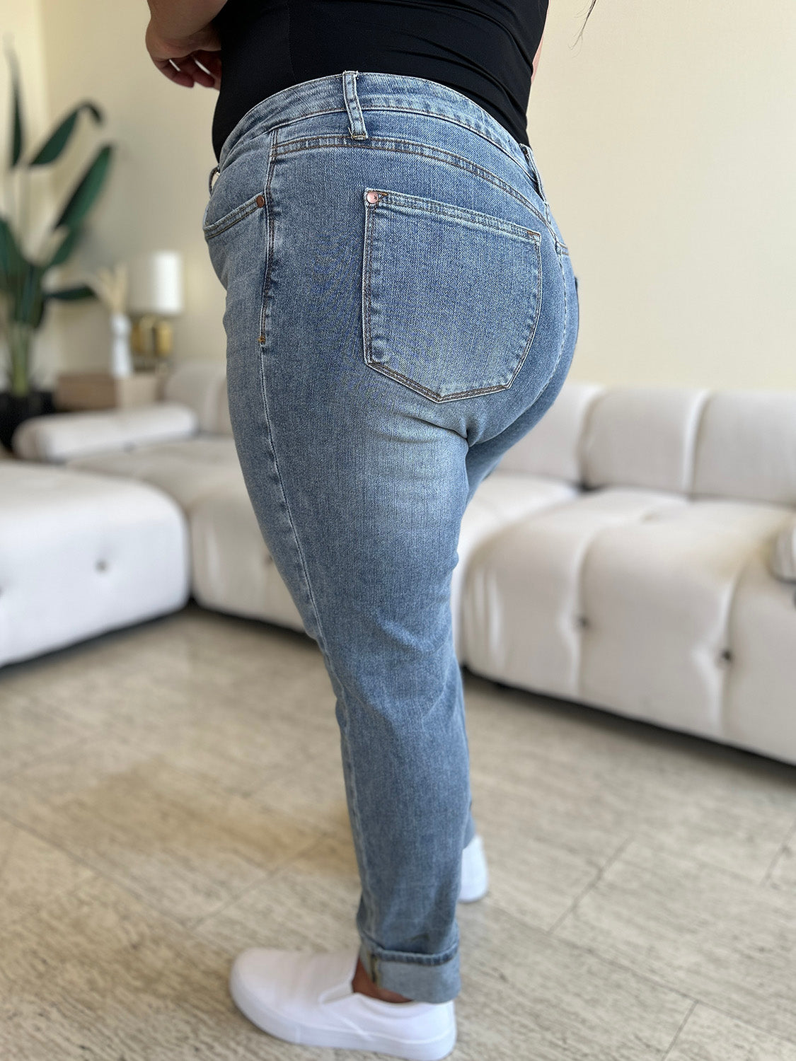 Judy Blue Full Size High Waist Cuff Hem Skinny Jeans - Scarlett's Riverside Boutique 