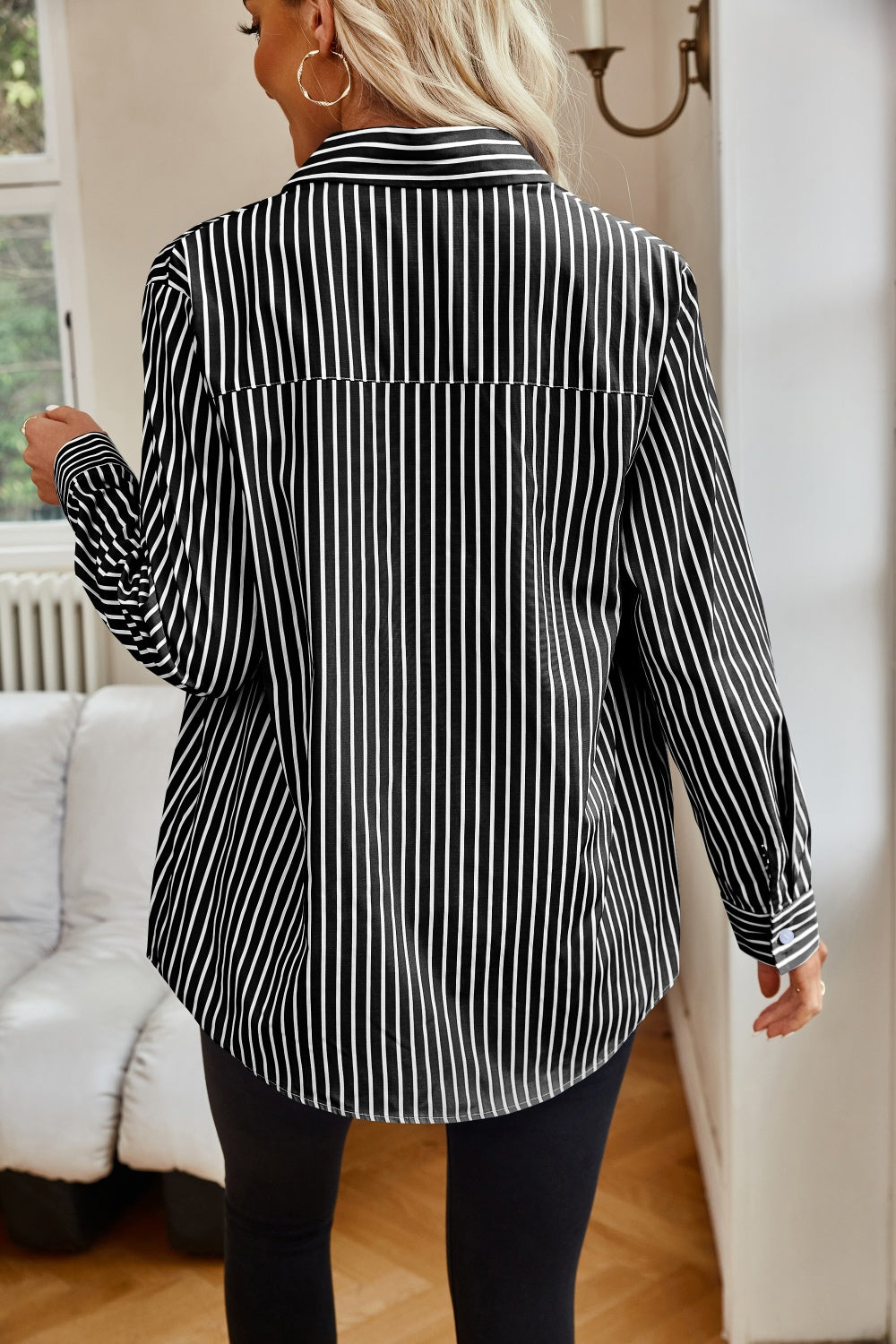 Striped Button Up Long Sleeve Shirt - Scarlett's Riverside Boutique 