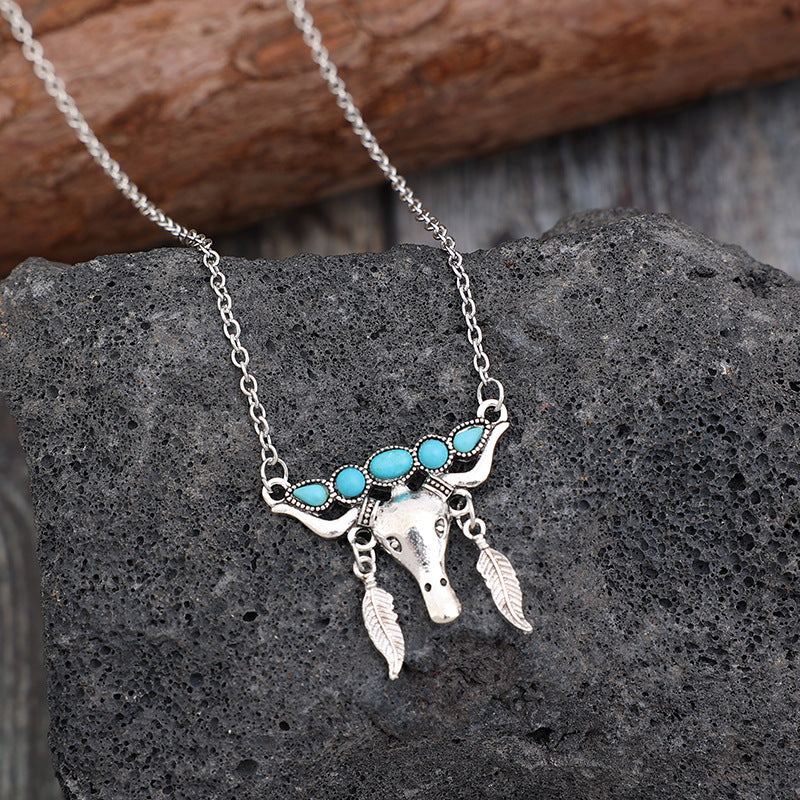 Artificial Turquoise Cow Shape Necklace - Scarlett's Riverside Boutique 