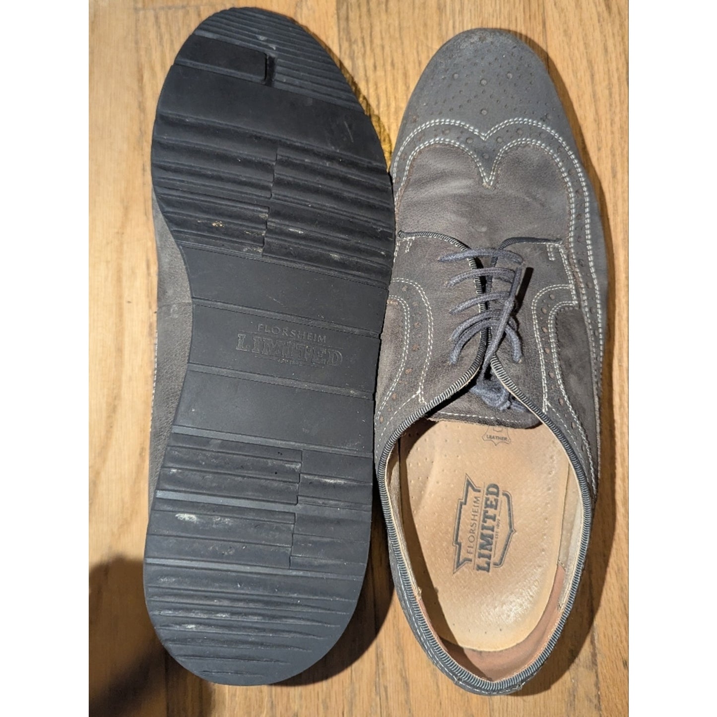 Florsheim Gray Suede Wingtip Lace-Up Oxfords