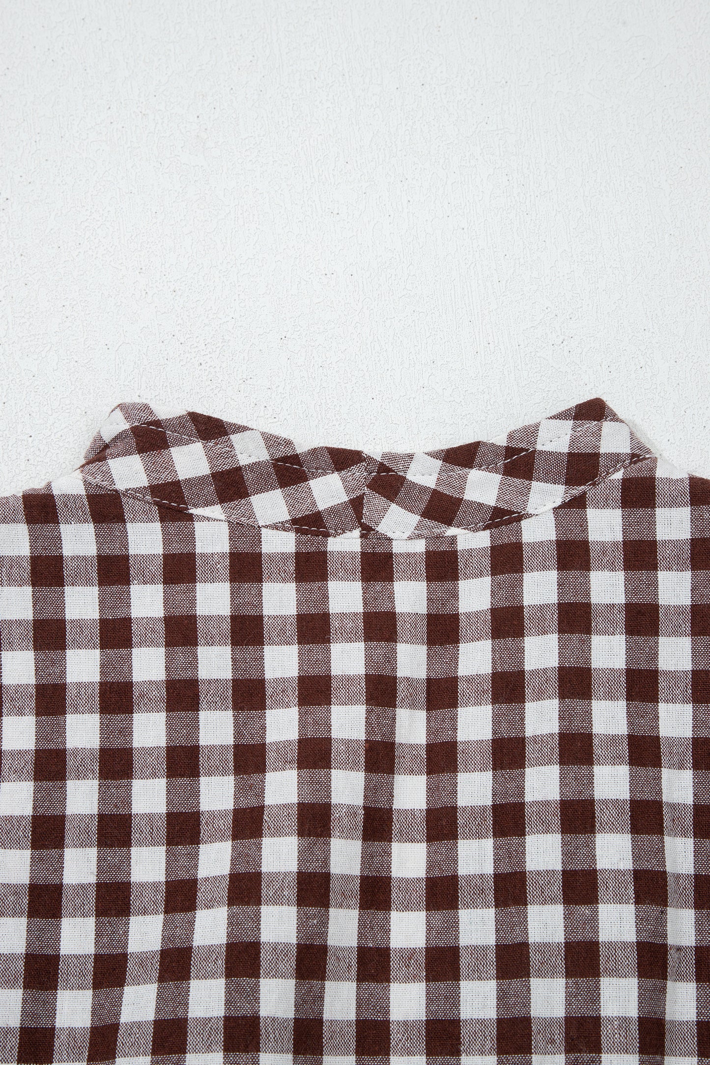Brown Gingham Zip Front Midi Dress – Smocked Waist Sleeveless Plaid Summer Dress with Pockets