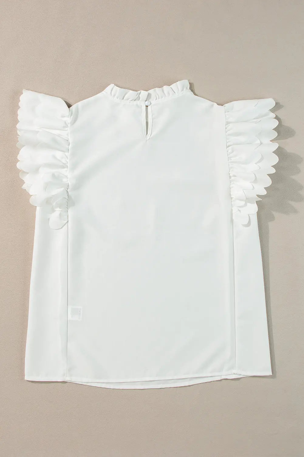 White Solid Color Scalloped Ruffle Sleeve Top - Scarlett's Riverside Boutique 