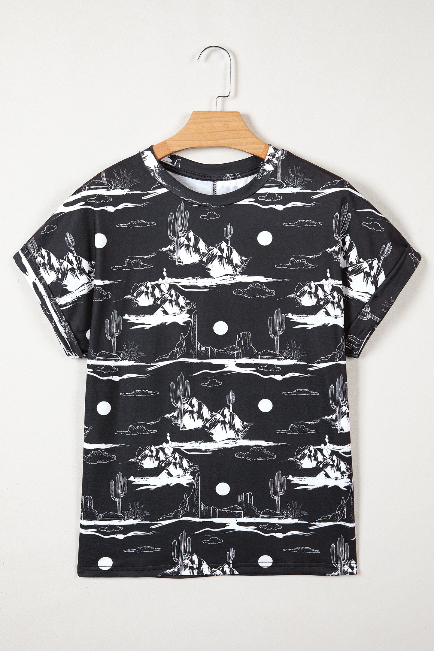 Chestnut Desert Sand Print Short Sleeve Knit Top